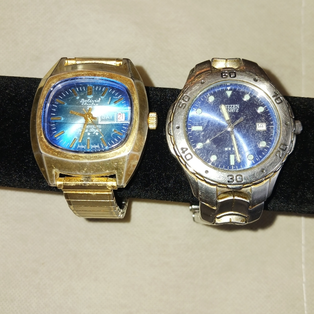 SALVAGED Mens Vntg Bolivia Electra Watch & Citizen Needs Cleaning, Untested